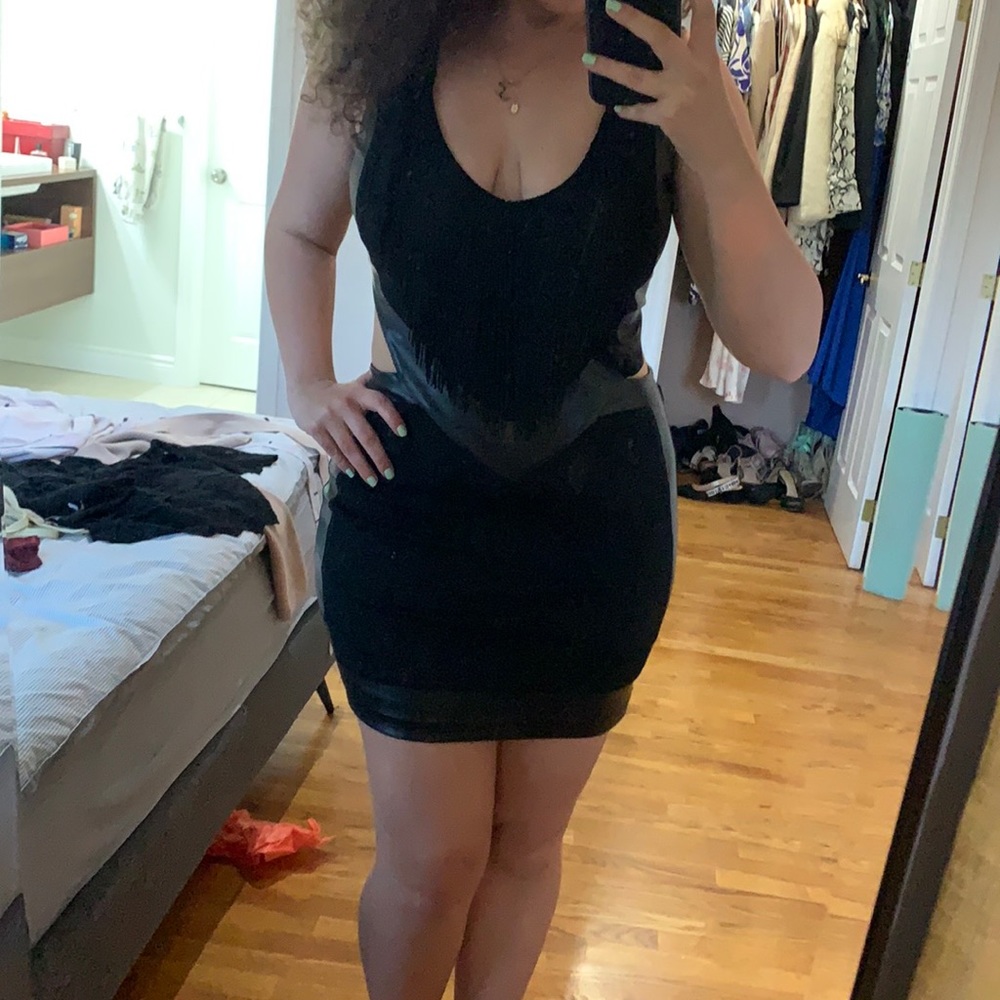 Sexy mini party dress with side cute outs